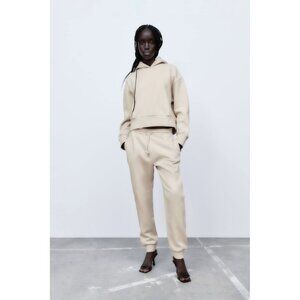 NWT Zara “sand” ecru beige trackpants, S